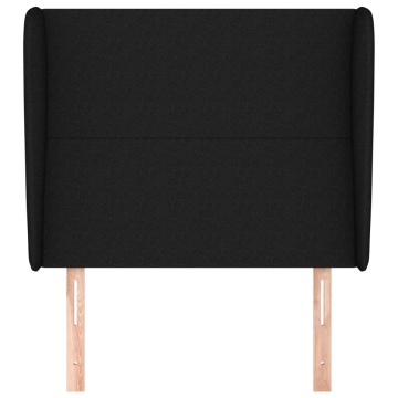 Tăblie de pat cu aripioare, negru, 83x23x118/128 cm, textil - Img 3