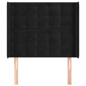 Tăblie de pat cu aripioare, negru, 93x16x118/128 cm, catifea - Img 3