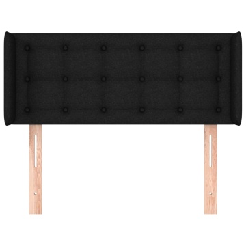 Tăblie de pat cu aripioare negru 93x16x78/88 cm textil - Img 3