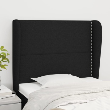 Tăblie de pat cu aripioare, negru, 93x23x118/128 cm, textil - Img 1