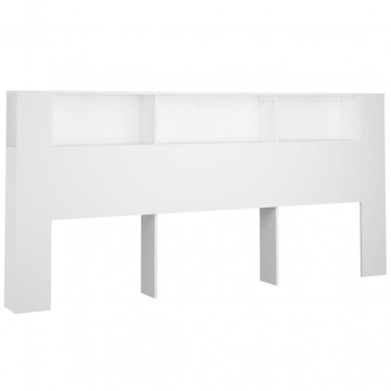 Tăblie de pat cu dulap, alb, 220x18,5x104,5 cm - Img 2