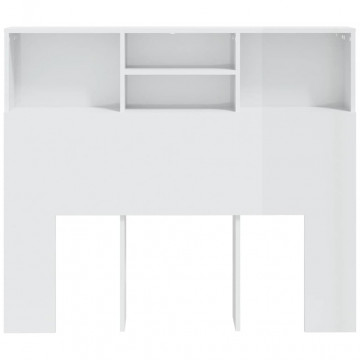 Tăblie de pat cu dulap, alb extralucios, 120x19x103,5 cm - Img 8