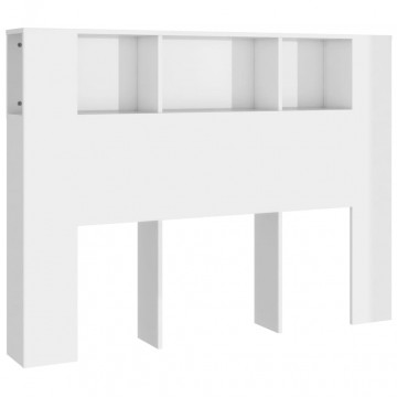 Tăblie de pat cu dulap, alb extralucios, 140x18,5x104,5 cm - Img 2