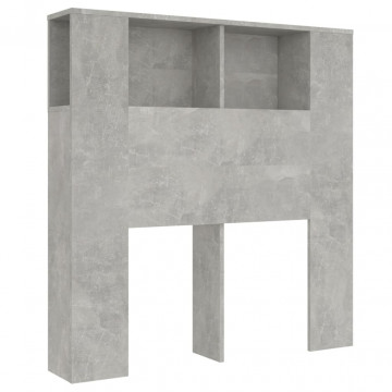Tăblie de pat cu dulap, gri beton, 100x18,5x104,5 cm - Img 2