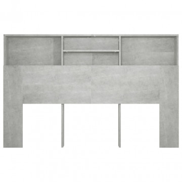 Tăblie de pat cu dulap, gri beton, 160x19x103,5 cm - Img 8