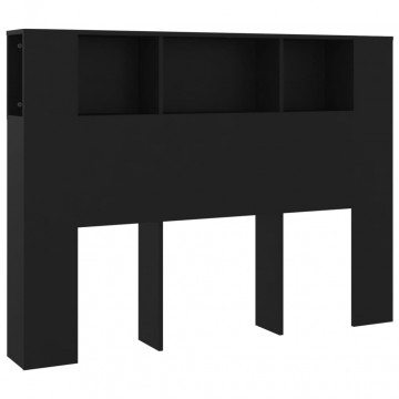 Tăblie de pat cu dulap, negru, 140x18,5x104,5 cm - Img 2