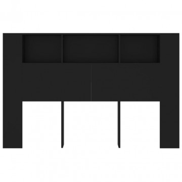 Tăblie de pat cu dulap, negru, 160x18,5x104,5 cm - Img 4