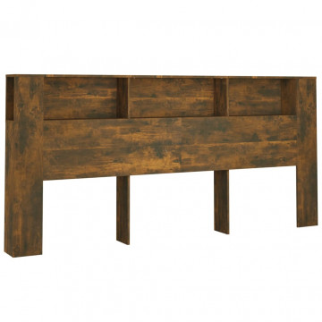 Tăblie de pat cu dulap, stejar fumuriu, 220x18,5x104,5 cm - Img 2