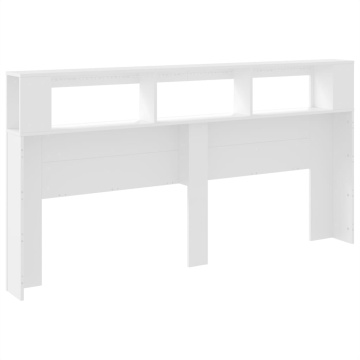 Tăblie de pat cu LED, alb, 200x18,5x103,5 cm, lemn prelucrat - Img 5