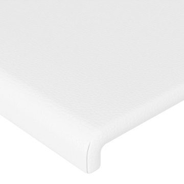 Tăblie de pat cu LED, alb, 90x5x118/128 cm, piele ecologică - Img 6