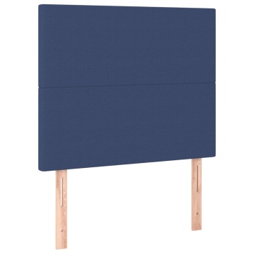 Tăblie de pat cu LED, albastru, 100x5x118/128 cm, textil - Img 4
