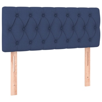 Tăblie de pat cu LED, albastru, 100x7x78/88 cm, textil - Img 4