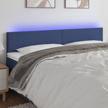 Tăblie de pat cu LED, albastru, 200x5x78/88 cm, textil - Img 1