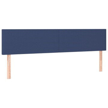 Tăblie de pat cu LED, albastru, 200x5x78/88 cm, textil - Img 4