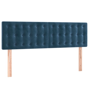 Tăblie de pat cu LED, albastru închis, 144x5x78/88 cm, catifea - Img 4