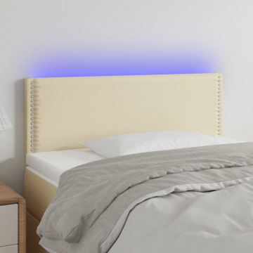 Tăblie de pat cu LED, crem, 100x5x78/88 cm, piele ecologică - Img 1