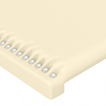 Tăblie de pat cu LED, crem, 100x5x78/88 cm, piele ecologică - Img 6