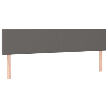 Tăblie de pat cu LED, gri, 180x5x78/88 cm, piele ecologică - Img 4