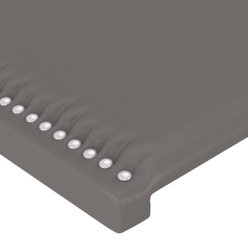 Tăblie de pat cu LED, gri, 90x5x118/128 cm, piele ecologică - Img 6