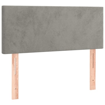 Tăblie de pat cu LED, gri deschis, 100x5x78/88 cm, catifea - Img 4