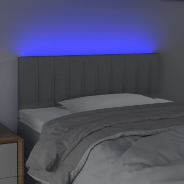 Tăblie de pat cu LED, gri deschis, 100x5x78/88 cm, textil - Img 3