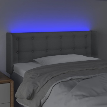 Tăblie de pat cu LED, gri deschis, 103x16x78/88 cm, textil - Img 4