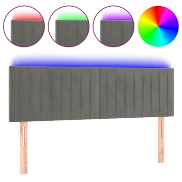 Tăblie de pat cu LED, gri deschis, 144x5x78/88 cm, catifea - Img 2