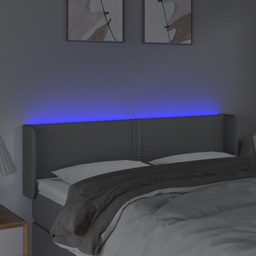 Tăblie de pat cu LED, gri deschis, 147x16x78/88 cm, textil - Img 4