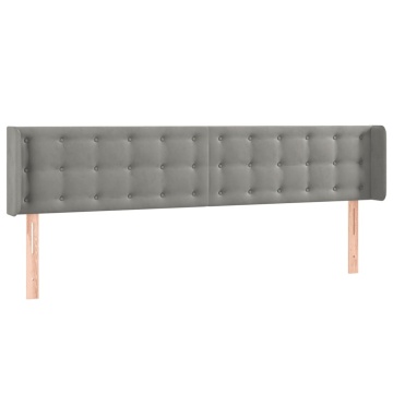 Tăblie de pat cu LED, gri deschis, 163x16x78/88 cm, catifea - Img 3