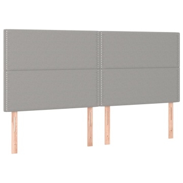 Tăblie de pat cu LED, gri deschis, 200x5x118/128 cm, textil - Img 4