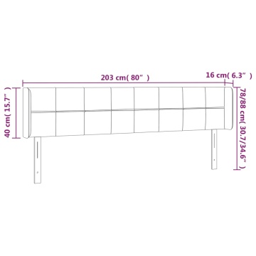 Tăblie de pat cu LED, gri deschis, 203x16x78/88 cm, catifea - Img 5
