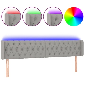 Tăblie de pat cu LED, gri deschis, 203x16x78/88 cm, textil - Img 2