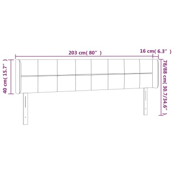 Tăblie de pat cu LED, gri deschis, 203x16x78/88 cm, textil - Img 5