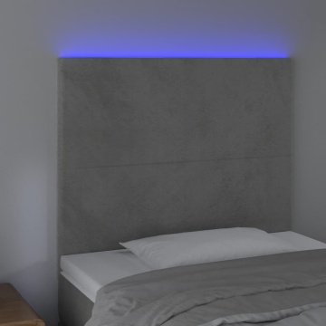 Tăblie de pat cu LED, gri deschis, 80x5x118/128 cm, catifea - Img 3