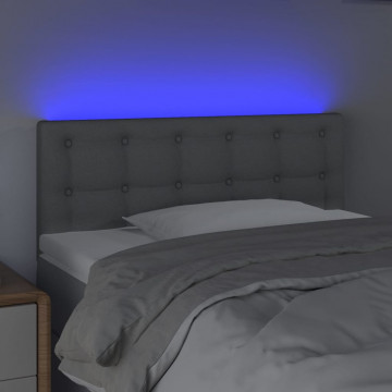 Tăblie de pat cu LED, gri deschis, 80x5x78/88 cm, textil - Img 3