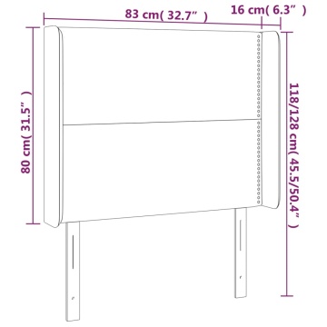 Tăblie de pat cu LED, gri deschis, 83x16x118/128 cm, catifea - Img 5
