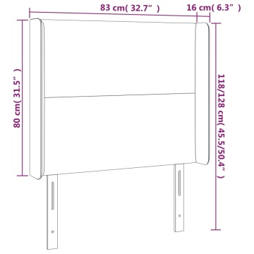 Tăblie de pat cu LED, gri deschis, 83x16x118/128 cm, catifea - Img 5