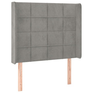 Tăblie de pat cu LED, gri deschis, 83x16x118/128 cm, catifea - Img 3