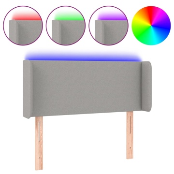 Tăblie de pat cu LED, gri deschis, 83x16x78/88 cm, textil - Img 2