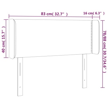 Tăblie de pat cu LED, gri deschis, 83x16x78/88 cm, textil - Img 5