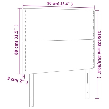 Tăblie de pat cu LED, gri deschis, 90x5x118/128 cm, catifea - Img 5