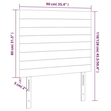Tăblie de pat cu LED, gri deschis, 90x5x118/128 cm, textil - Img 5