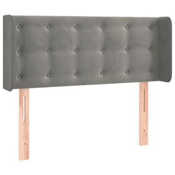 Tăblie de pat cu LED, gri deschis, 93x16x78/88 cm, catifea - Img 3