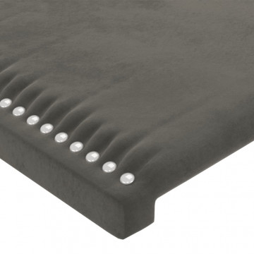 Tăblie de pat cu LED, gri închis, 100x5x118/128 cm, textil - Img 6
