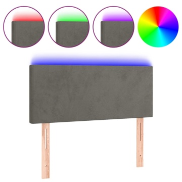 Tăblie de pat cu LED, gri închis, 100x5x78/88 cm, catifea - Img 2