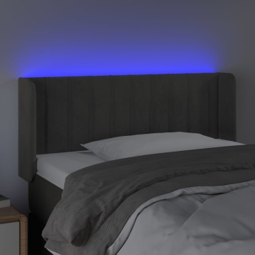 Tăblie de pat cu LED, gri închis, 103x16x78/88 cm, catifea - Img 4