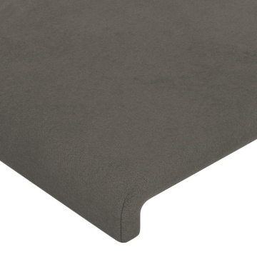 Tăblie de pat cu LED, gri închis, 160x5x78/88 cm, catifea - Img 6
