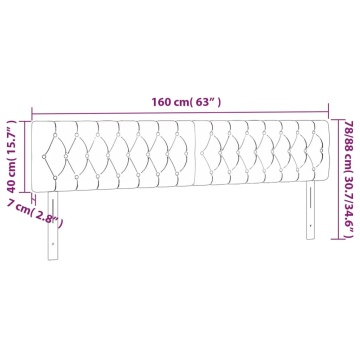 Tăblie de pat cu LED, gri închis, 160x7x78/88 cm, catifea - Img 5