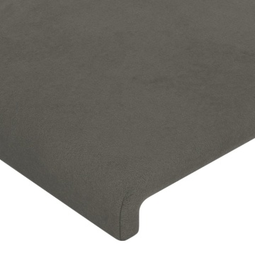 Tăblie de pat cu LED, gri închis, 180x5x118/128 cm, catifea - Img 6