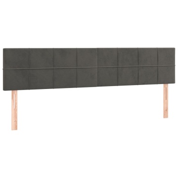 Tăblie de pat cu LED, gri închis, 180x5x78/88 cm, catifea - Img 4